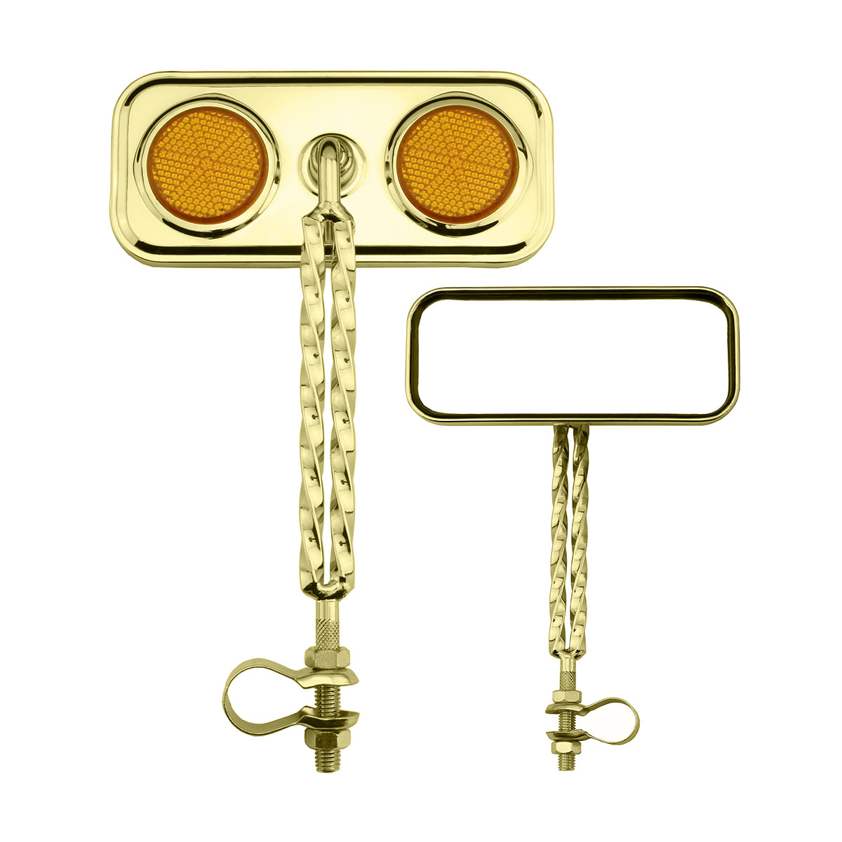 Rectangle Double Square Twisted Mirror Gold Amber...